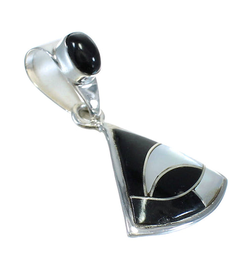 Mother Of Pearl And Jet Silver Pendant MX62581